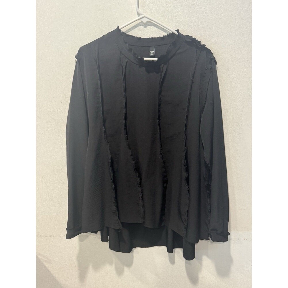 Dress to Kill avant-garde Exposed Seams Long Sleeve Blouse Black Lagenlook OS - Picture 2 of 8